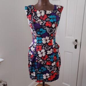 French Connection, bold flower print, peplum mini dress